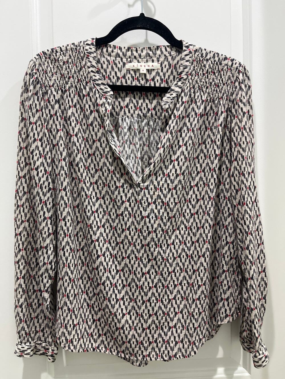 Xirena Ami Long Sleeve Cotton V-Neck Blouse Sz S